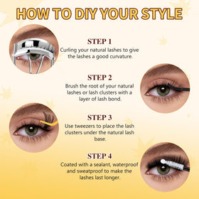 QUEWEL Lash Clusters Kit with lashes applied