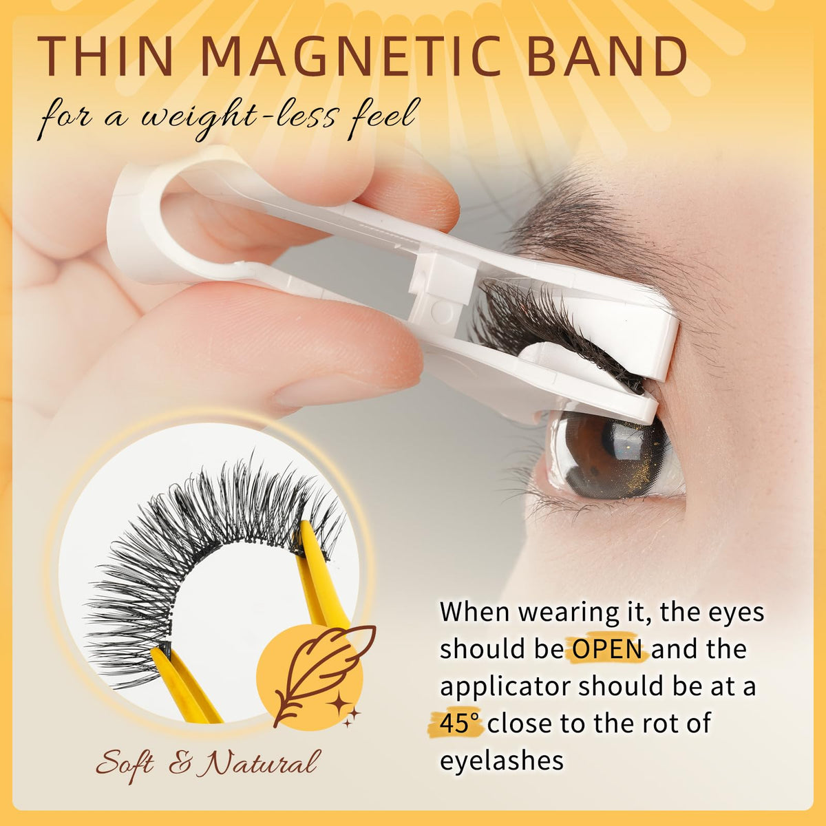 QUEWEL magnetic eyelashes applied on model's eyes