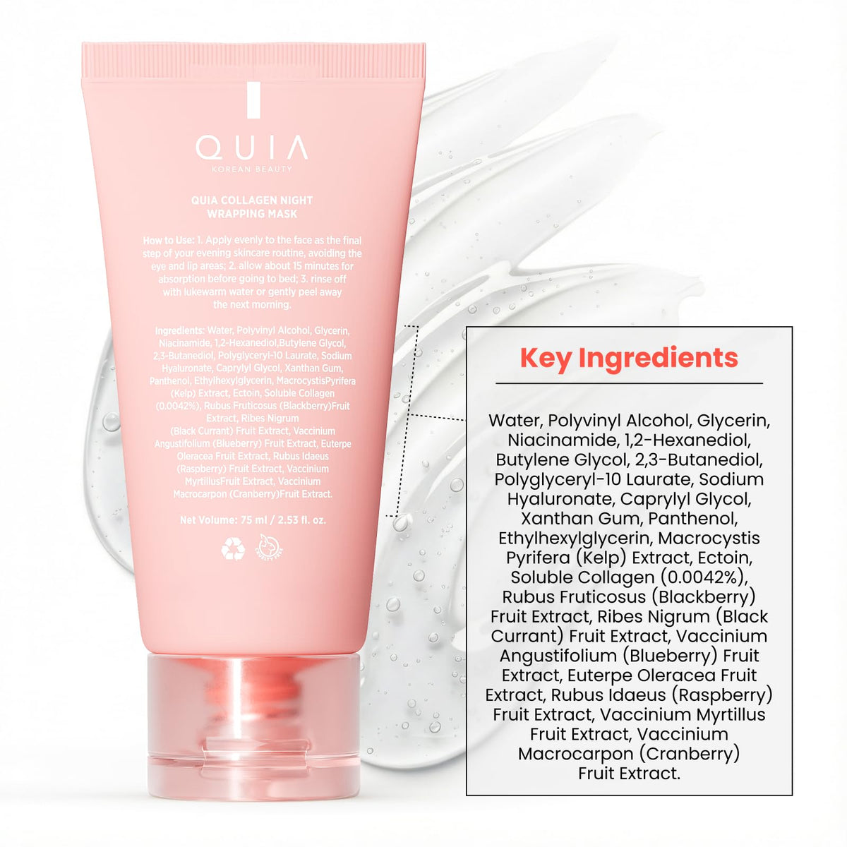 QUIA Beauty Collagen Overnight Wrapping Mask lifestyle scene