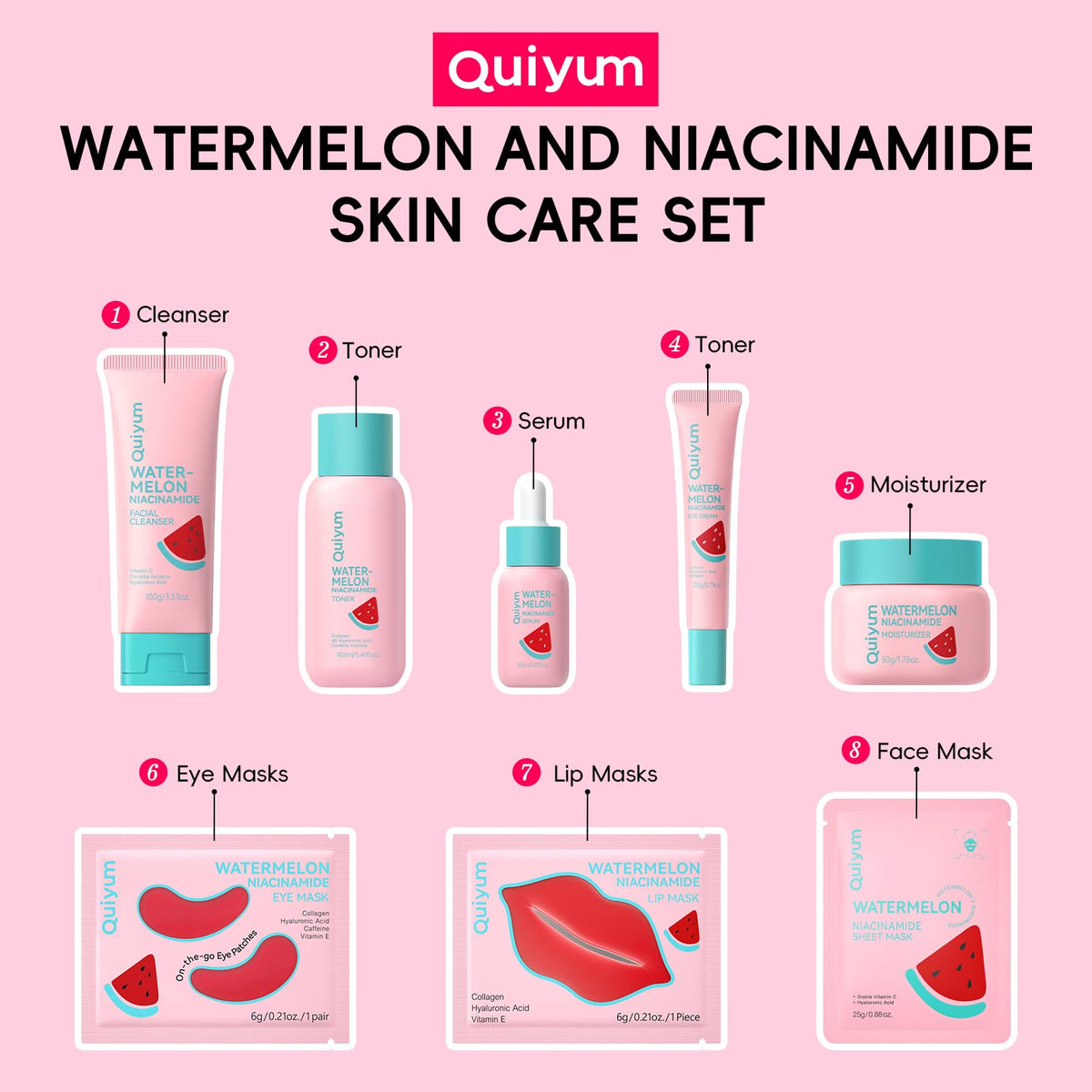 QUIYUM Facial masks and lip masks packaging