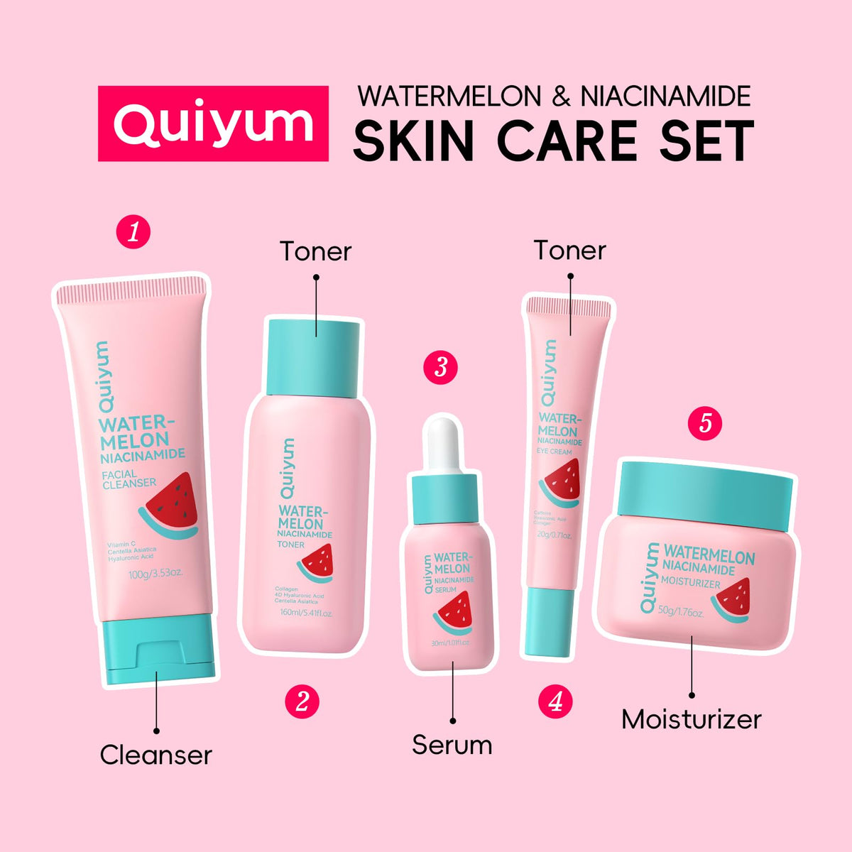 QUIYUM Skincare Set packaging with vibrant design