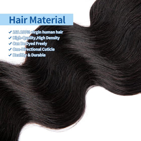 QURTQUT 16A Raw Human Hair Bundles Body Wave on model
