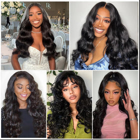 QURTQUT 16A Raw Human Hair Bundles Body Wave showing length
