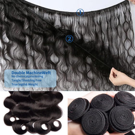 QURTQUT 16A Raw Human Hair Bundles Body Wave styled in hair