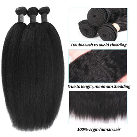 QURTQUT Kinky Straight Human Hair Bundles in packaging