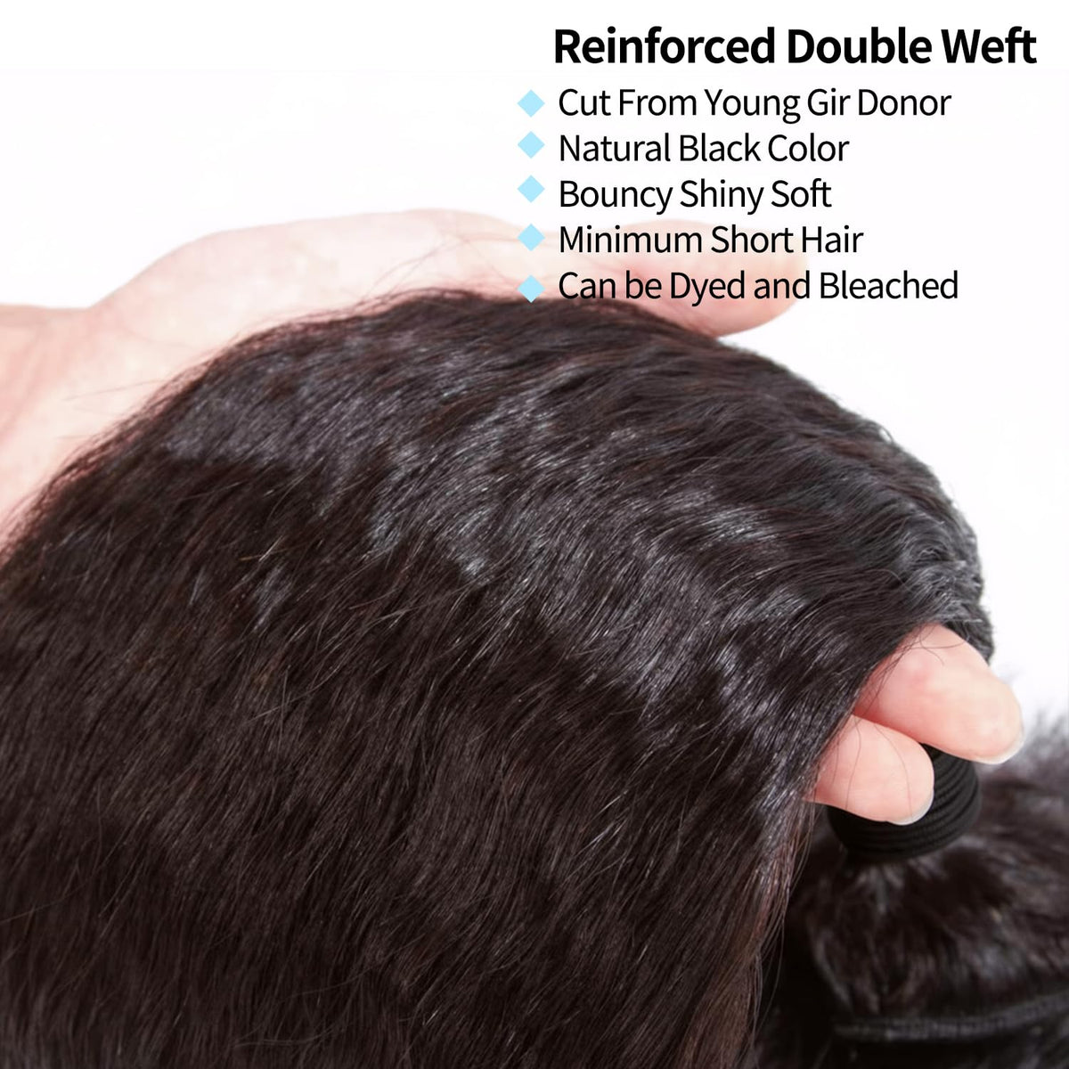 QURTQUT Kinky Straight Human Hair Bundles with styling tools