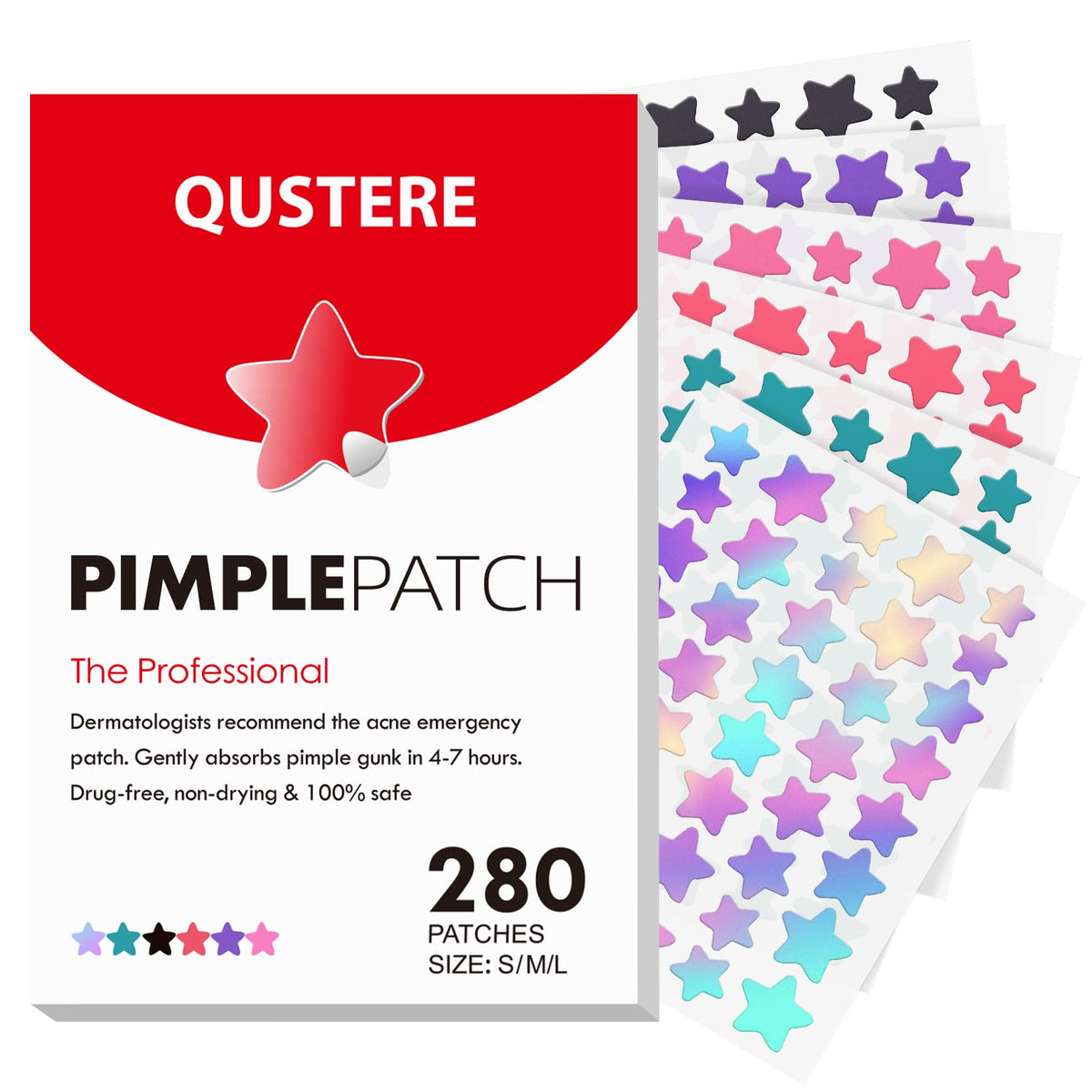 QUSTERE Pimple Patches front view with assorted colours