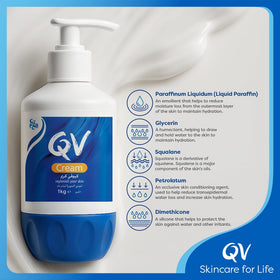 QV Cream 1050g displayed with soothing background