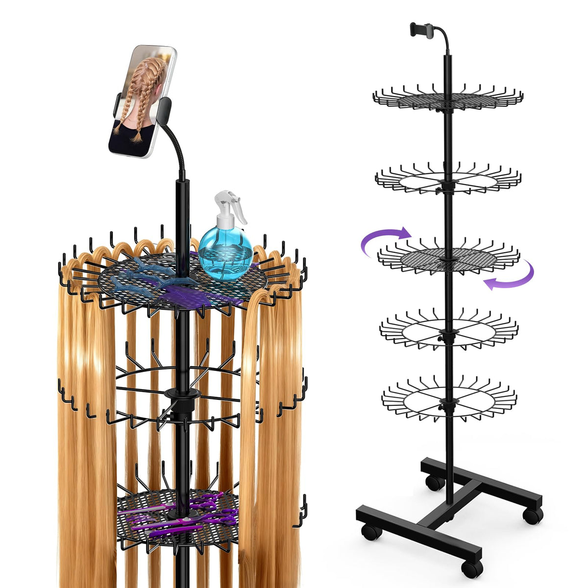 Qxcynb Adjustable Height Braiding Hair Rack front view