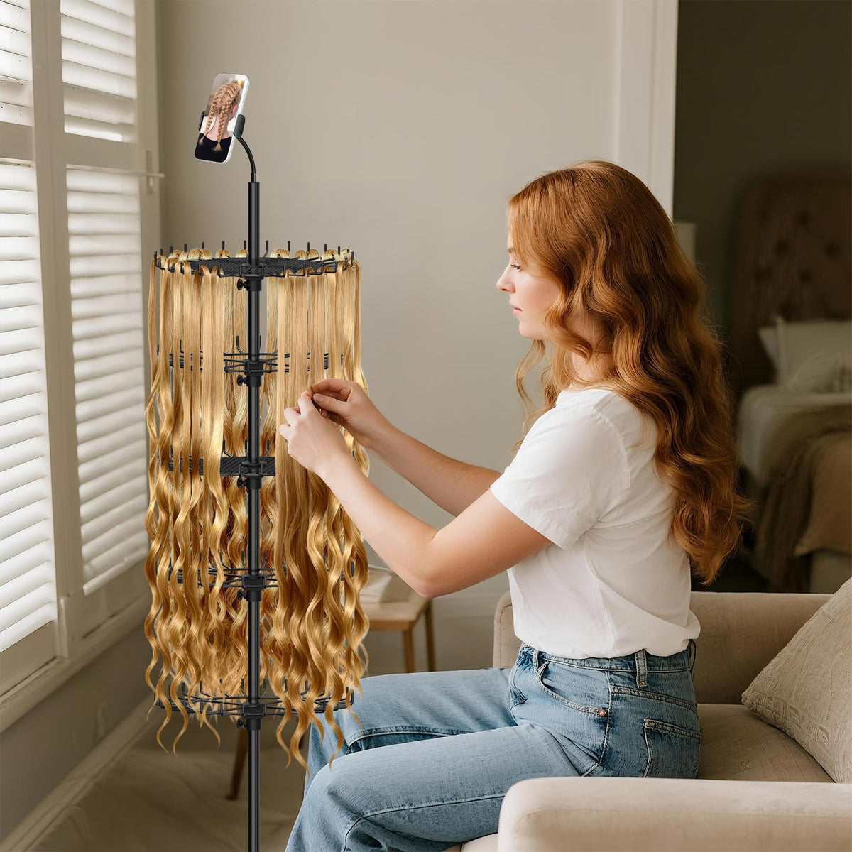 Qxcynb Braiding Hair Rack packaging and dimensions