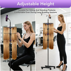 Qxcynb Braiding Hair Rack with hair extensions displayed