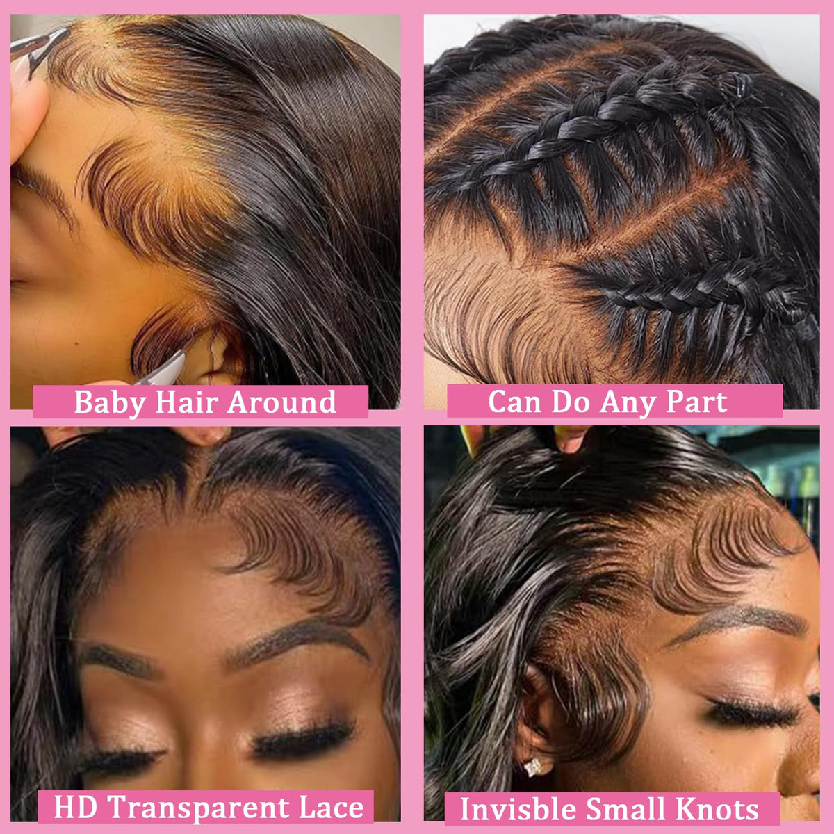 QZOQZO 28 Inch Body Wave Lace Front Wig packaging display
