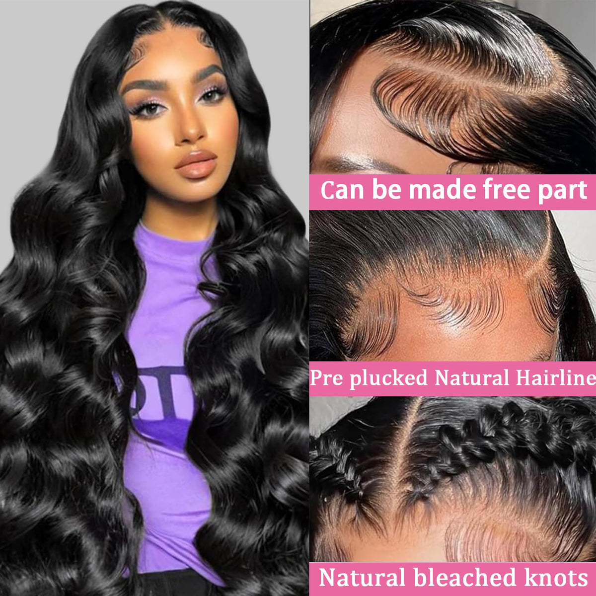 QZOQZO 28 Inch Body Wave Lace Front Wig side view