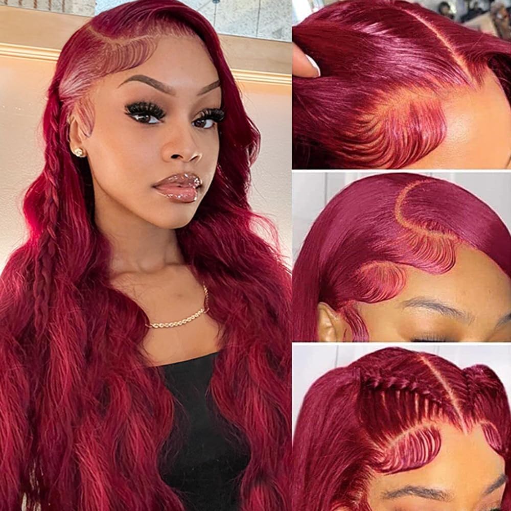 QZOQZO Burgundy Lace Front Wig 30In lifestyle scene