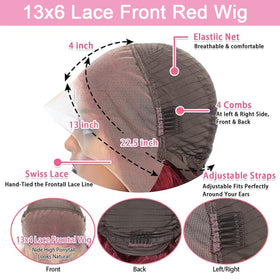 QZOQZO Burgundy Lace Front Wig 30In packaging
