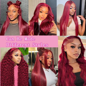 QZOQZO Burgundy Lace Front Wig 30In styling options
