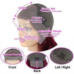 QZOQZO Burgundy Lace Front Wig back view