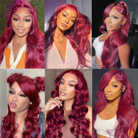 QZOQZO Burgundy Lace Front Wig packaging