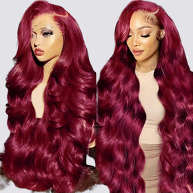 QZOQZO Burgundy Lace Front Wig packaging