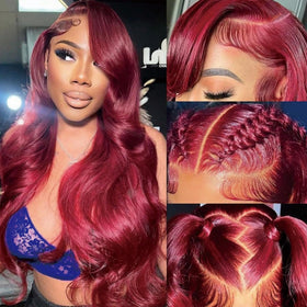 QZOQZO Burgundy Lace Front Wig side view