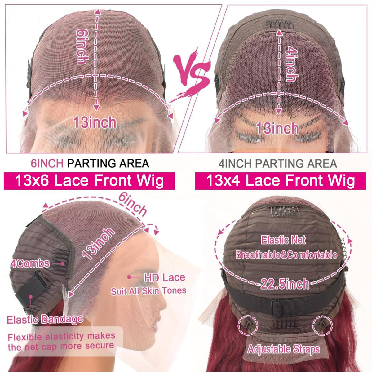 QZOQZO Burgundy Lace Front Wig styled with curls