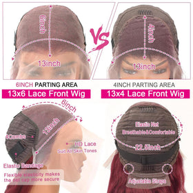 QZOQZO Burgundy Lace Front Wig styled with curls