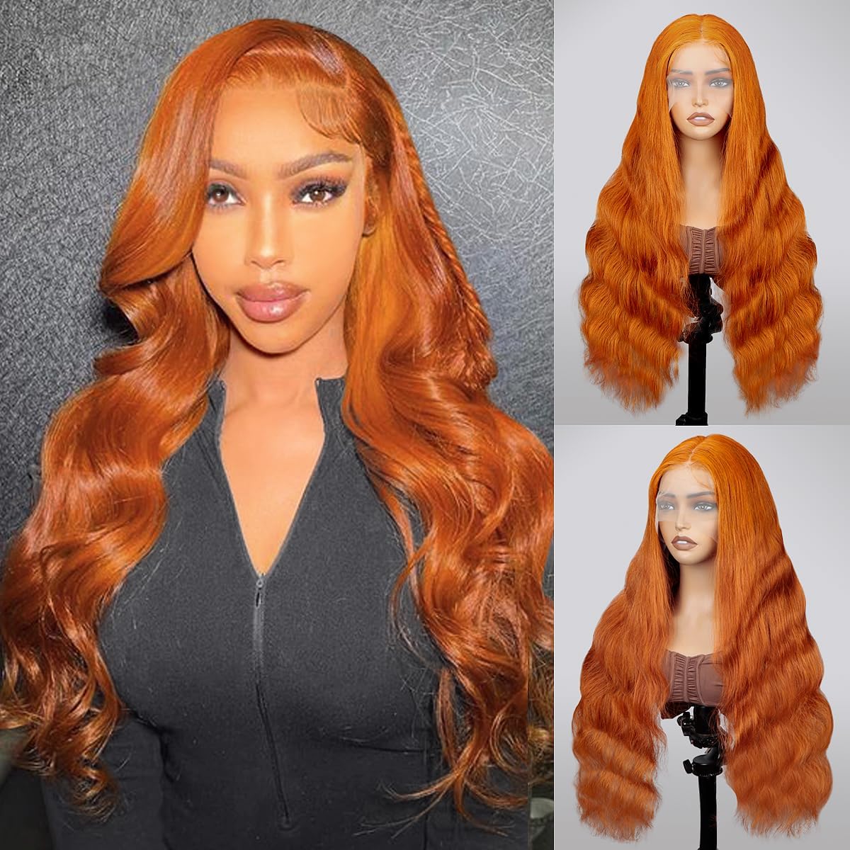 QZOQZO Ginger Lace Front Wig 28 Inch Body Wave side view