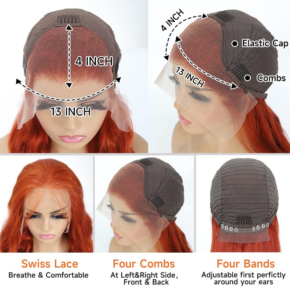 QZOQZO Ginger Lace Front Wig 30 Inch Body Wave back view
