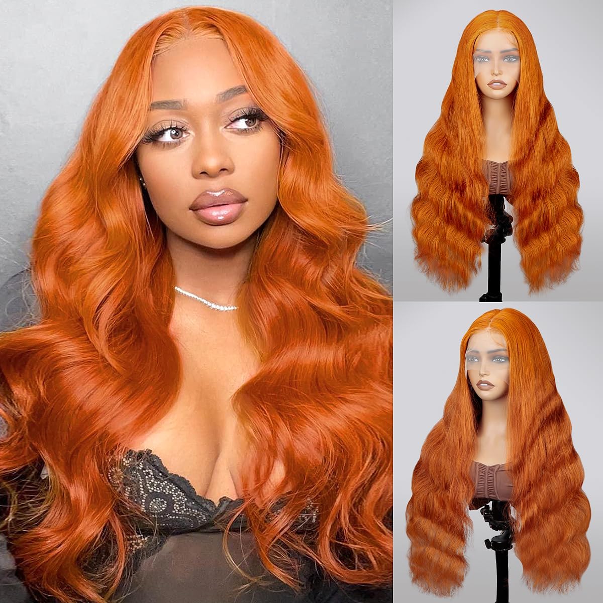 QZOQZO Ginger Lace Front Wig 30 Inch Body Wave side view