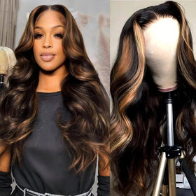 QZOQZO Ombre Lace Front Wig 1B/30 highlight front view