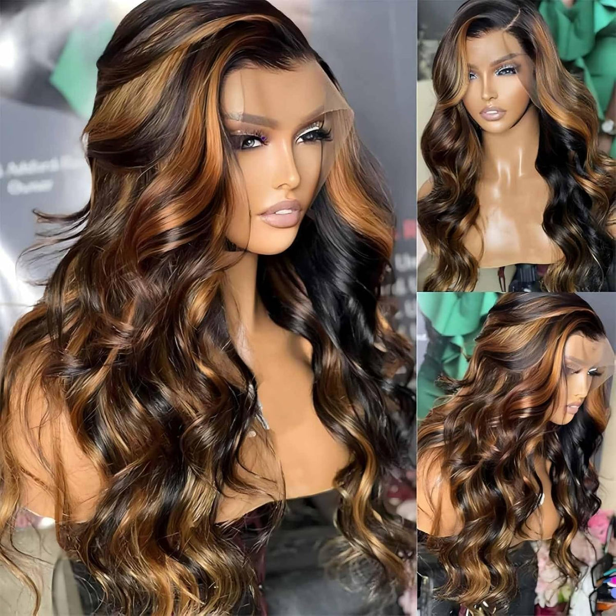 QZOQZO Ombre Lace Front Wig 1B/30 highlight packaging
