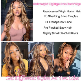QZOQZO Ombre Lace Front Wig 28 Inch back view highlighting length