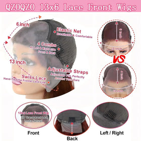 QZOQZO Reddish Brown Lace Front Wig 22 Inch back view