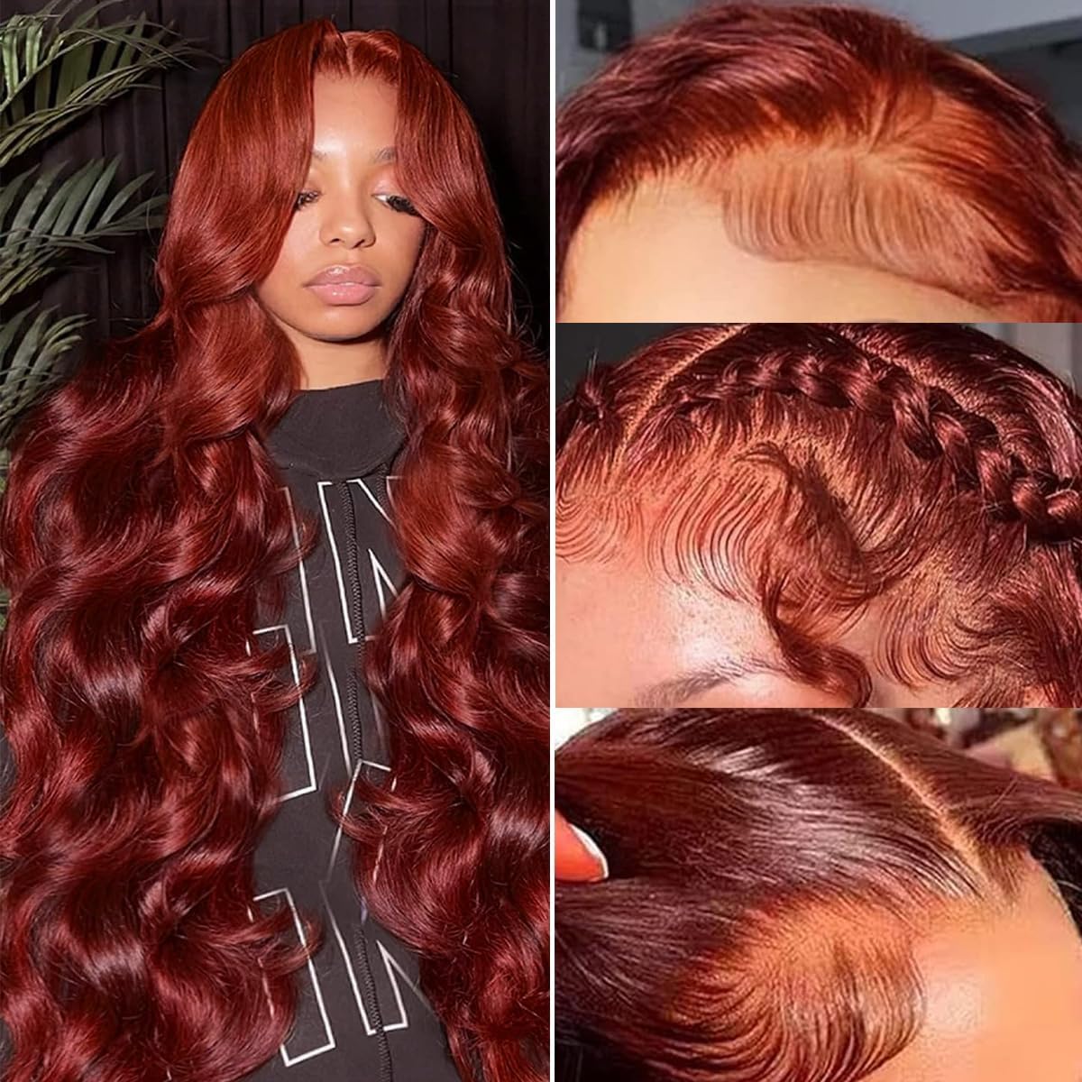 QZOQZO Reddish Brown Lace Front Wig 26 Inch packaging