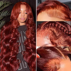QZOQZO Reddish Brown Lace Front Wig 26 Inch packaging