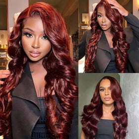 QZOQZO Reddish Brown Lace Front Wig 30 Inch packaging