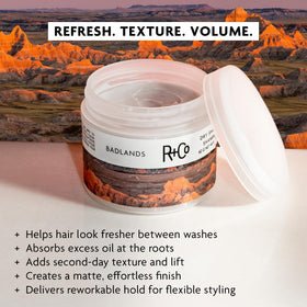 R+Co Badlands Dry Shampoo Paste 62g jar back view