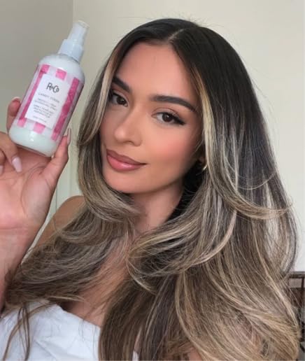 R+Co Candy Stripe Detangling Spray application on hair