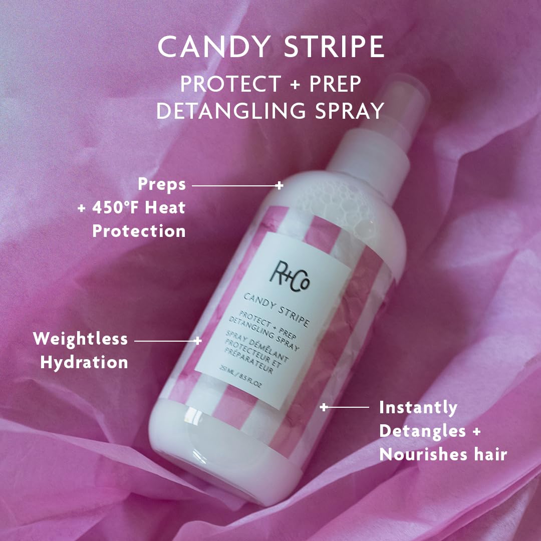 R+Co Candy Stripe Detangling Spray side view