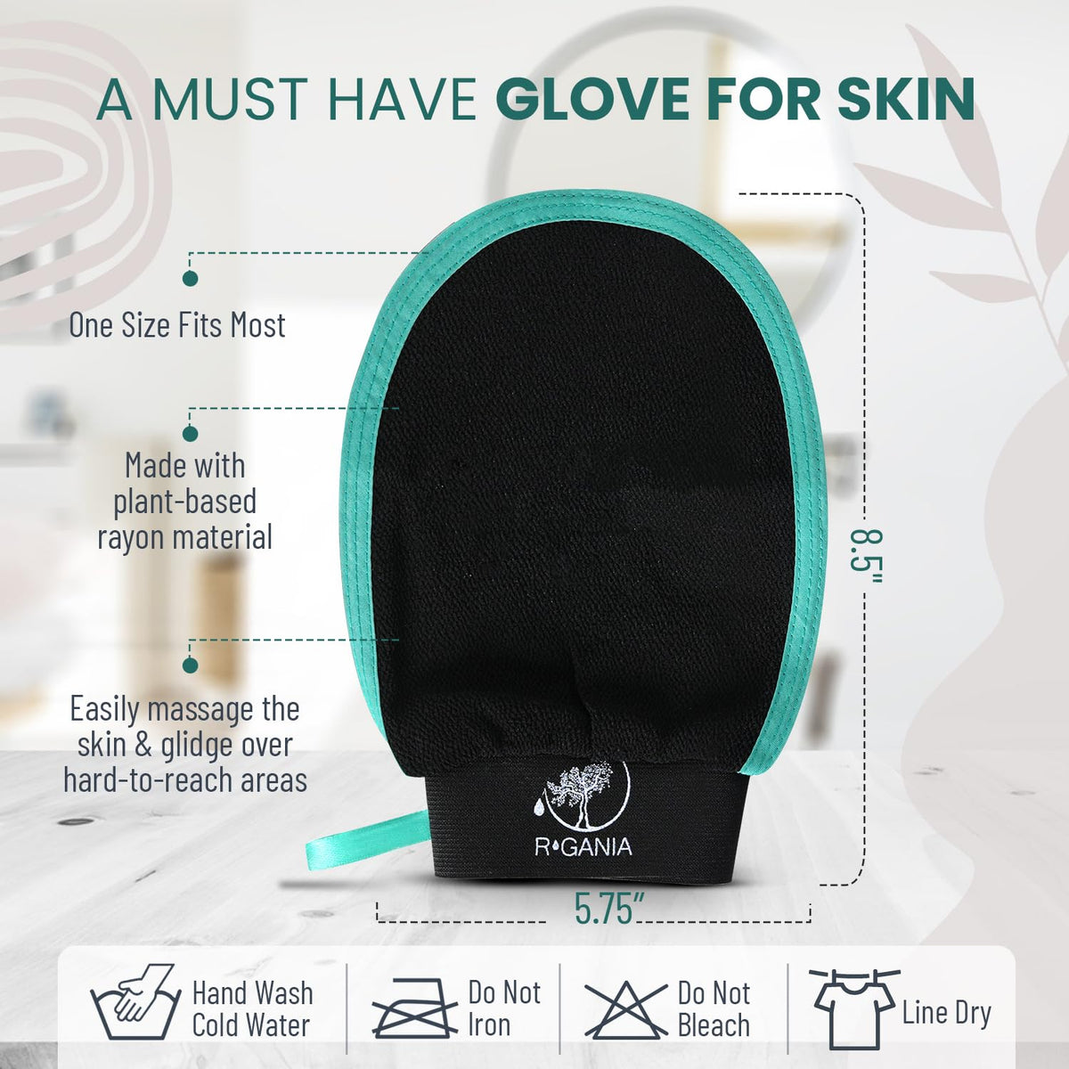 R'GANIA Deep Exfoliating Glove back view showing the design