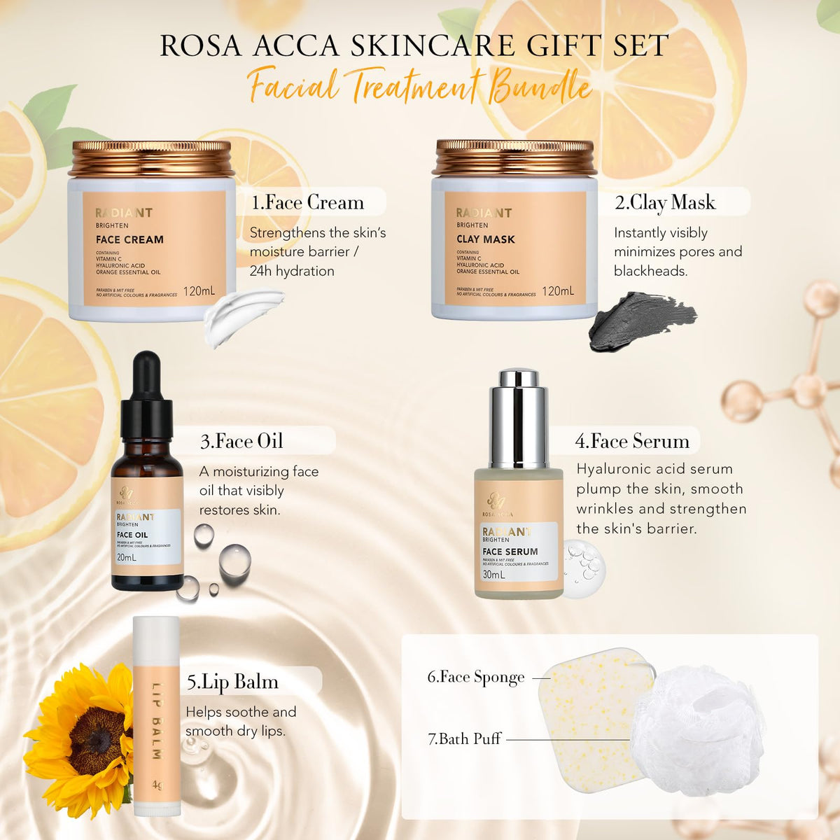 RA ROSA ACCA facial care products including face cream and oil