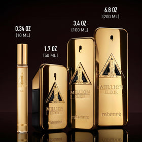 Rabanne 1 Million Elixir Parfum Intense with luxury background