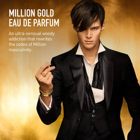 Rabanne Million Gold Eau de Parfum Intense lifestyle scene with accessories