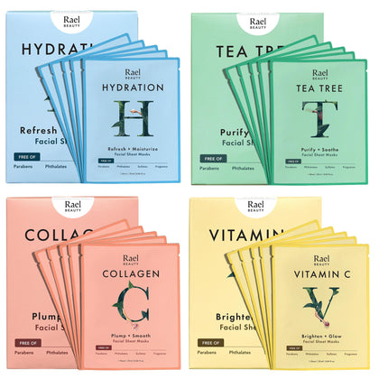 Rael Bamboo Face Sheet Masks Variety Pack 20 Ct front view