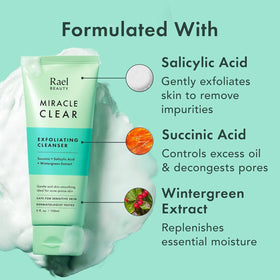 Rael Miracle Clear Facial Cleanser in a bathroom setting