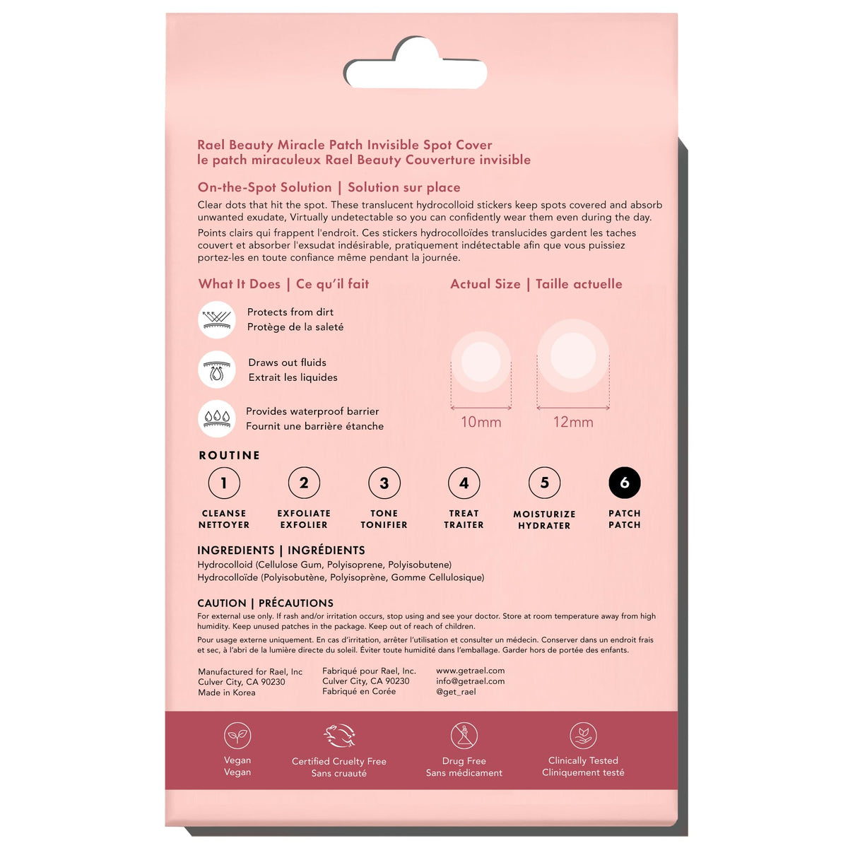 Rael Miracle Invisible Spot Cover Patches back view packaging