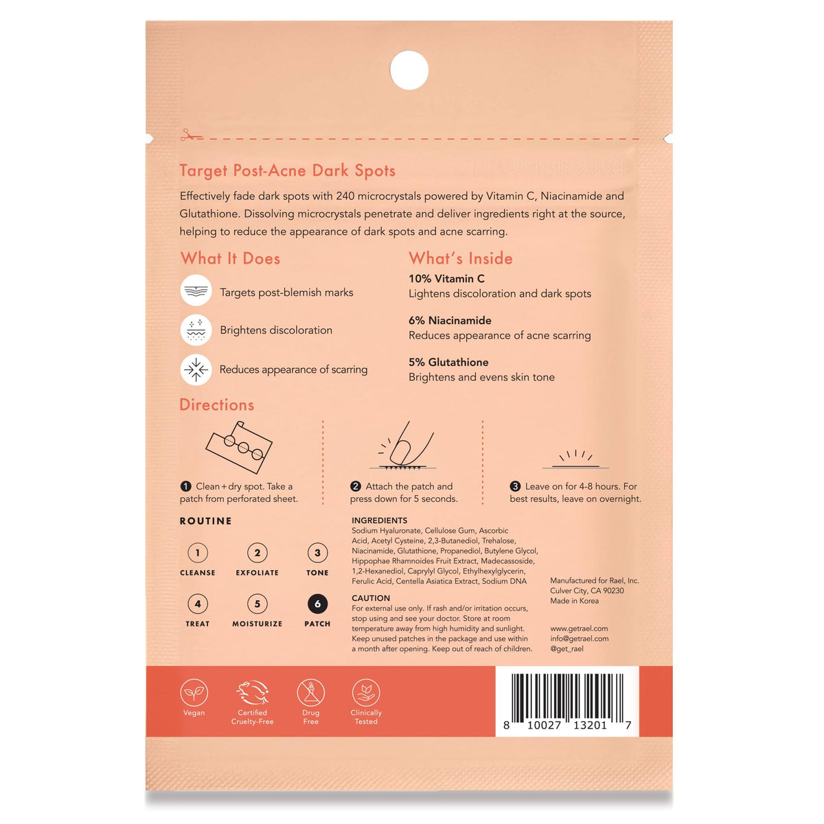 Rael patches with brightening ingredients highlighted