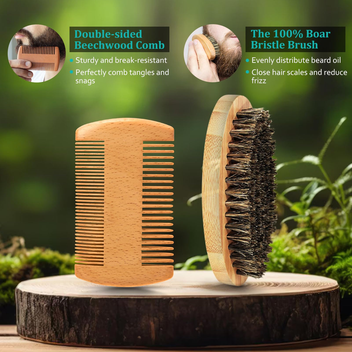 RAFFIN Beard Brush and Comb set