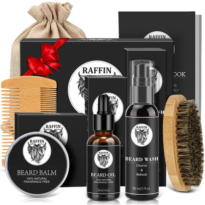 RAFFIN Beard Kit packaging with beard oil and balm
