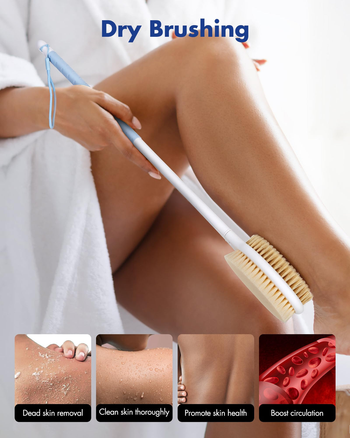 Rafow Back Scrubber Body Shower Brush in a shower setting